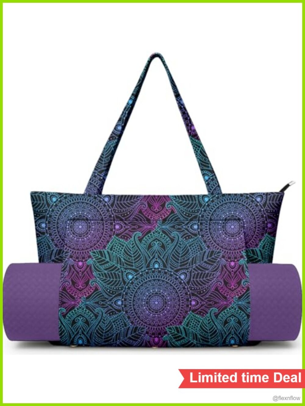 Large Canvas Yoga Mat Tote Bag with Carrier Strap